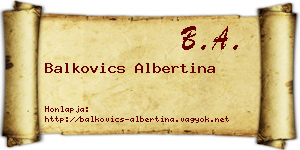 Balkovics Albertina névjegykártya